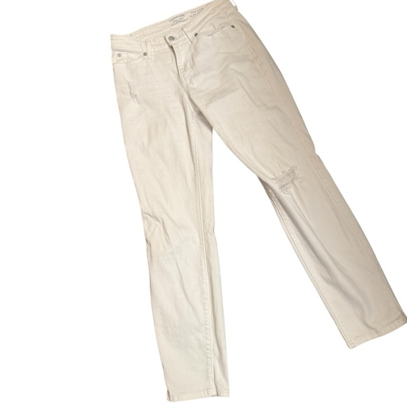 LEVI'S MID RISE CUFFED SLIM White Distressed Women’s Denim Jeans SZ 2 Waist 26 - Picture 7 of 17